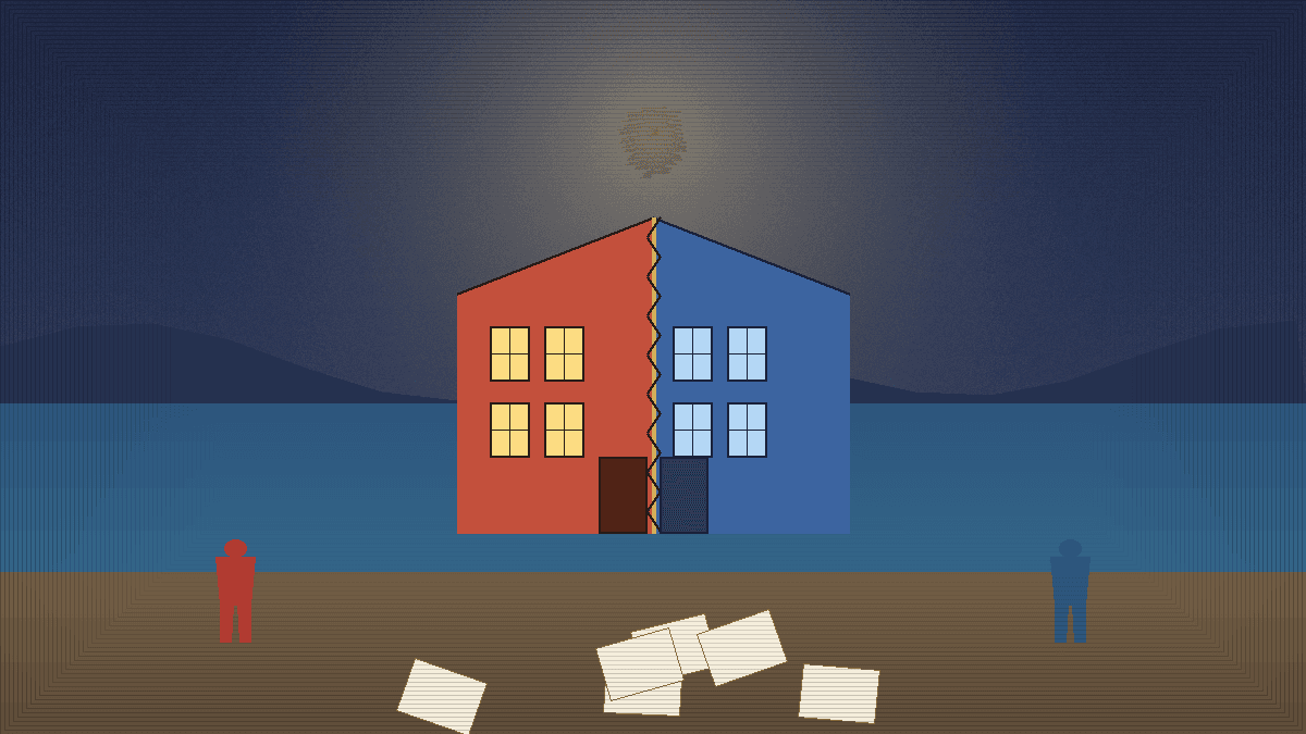 Karadağ boşanmada gayrimenkul paylaşımı — iki yarıma bölünmüş ev