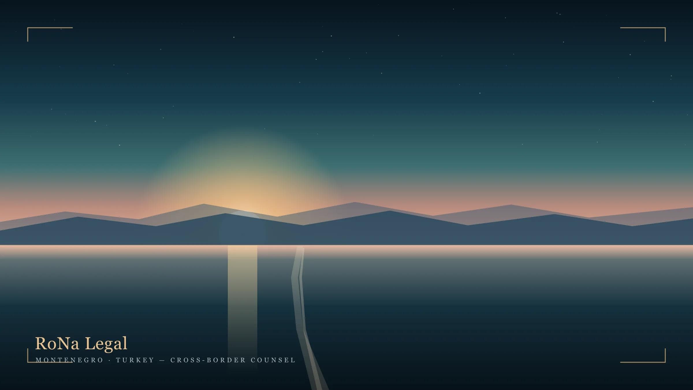 Abstract cover illustrating cross-border legal work between Montenegro and Turkey